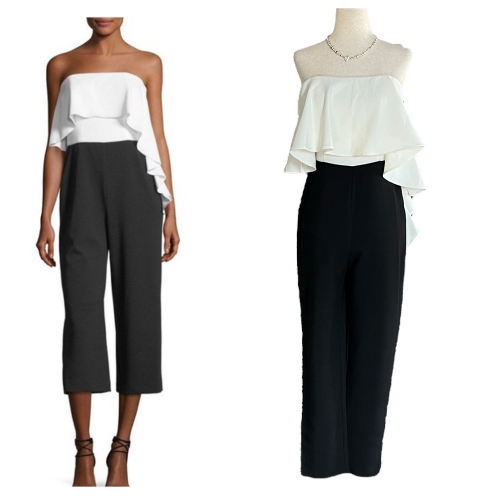 DO+BE strapless ruffle bodice ankle length jumpsuit